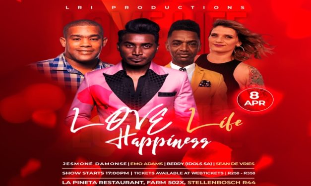 Concert announcement: Love Life and Happiness,Emo Adams, Jesmoné Damonse and Berry on April 8, 2023 in Stellenbosch